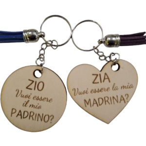 PORTACHIAVI IN LEGNO PADRINO / MADRINA